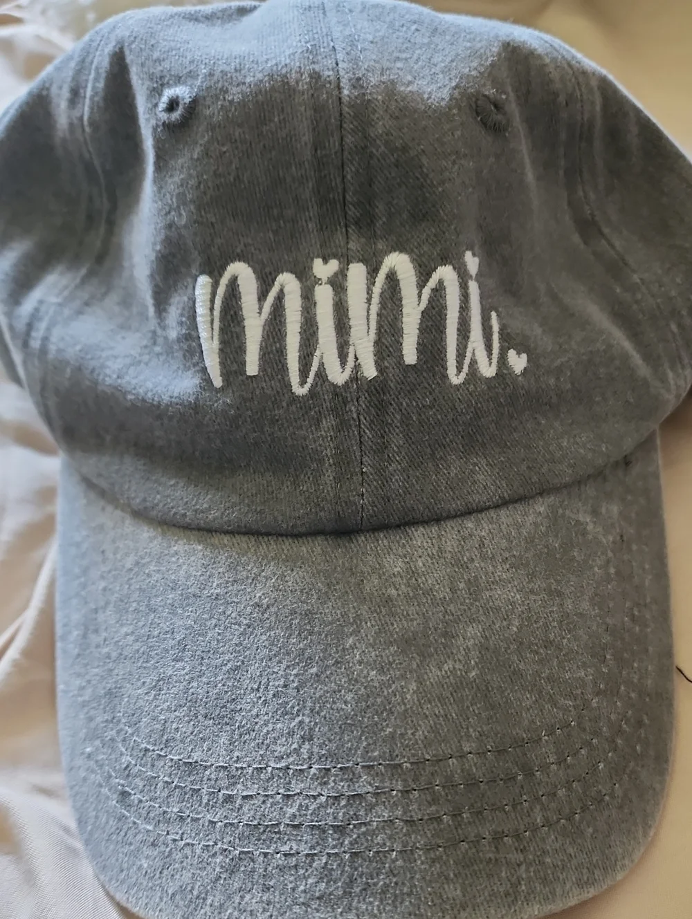 Mimi Embroidered Cotton Baseball Cap - Gray